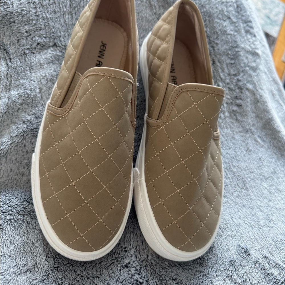 Jenn Ardor Quilted Slip-On Sneakers in Taupe